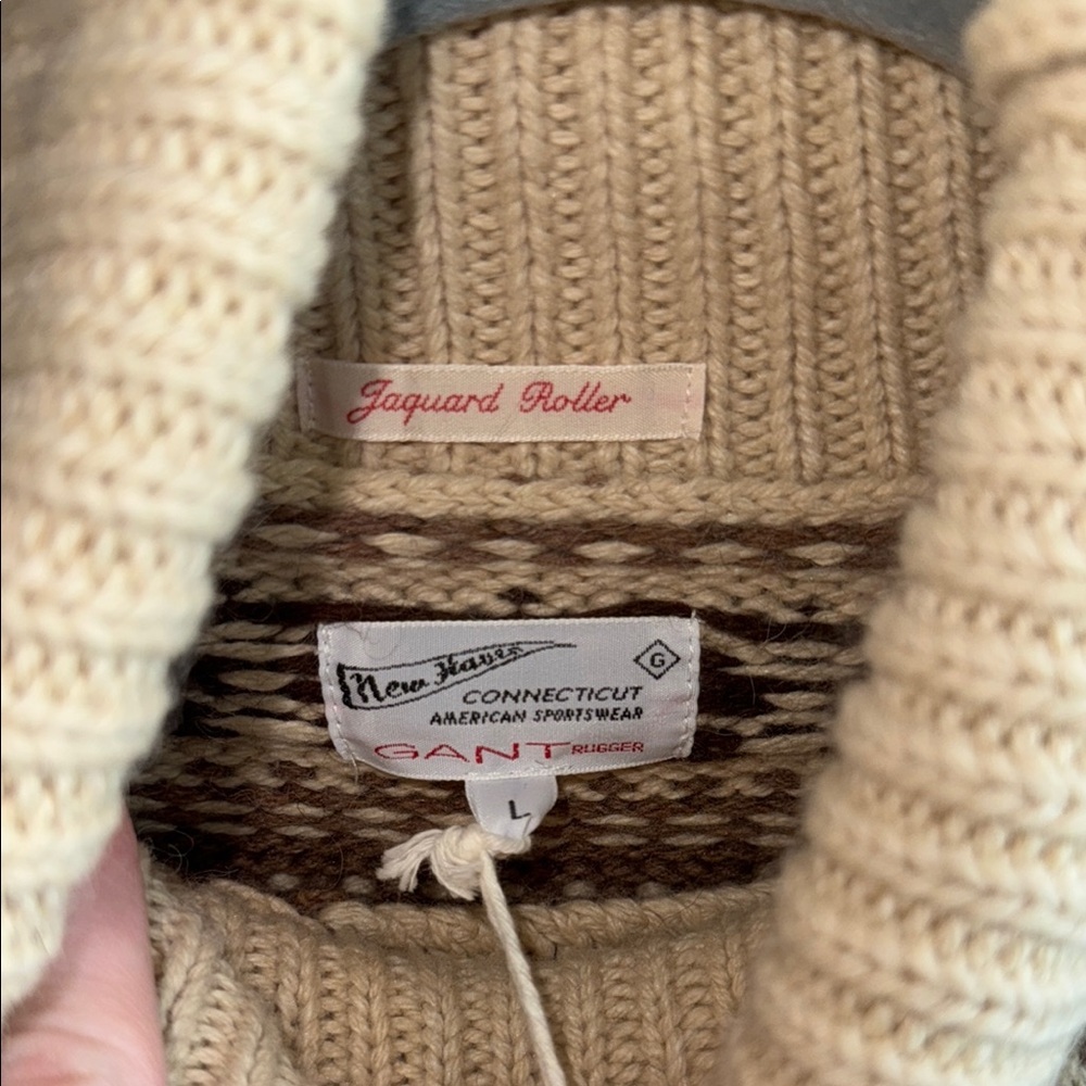 GANT Rugger Khaki Knitted Wool Alpaca Turtleneck Sweater NWT Large - Picture 5 of 13